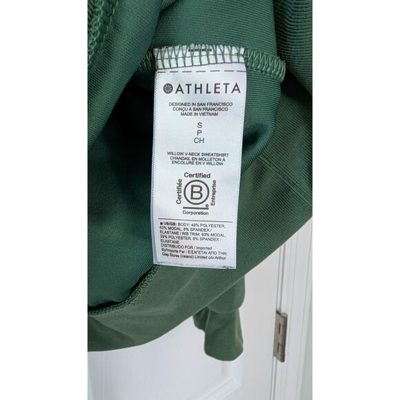 Athleta Green V-Neck UPF 50 Seasoft Willow Sweatshirt - Picture 5 of 6